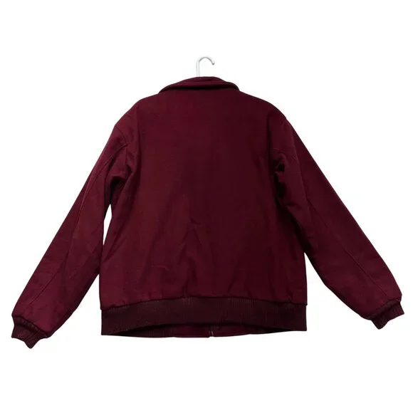 Vintage 80s LL Bean Plaid Lined Wool Bomber Jacket Coat Mens Size Large Red READ - Picture 2 of 16